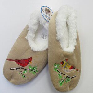Women's Size 9/10 Large Snoozies! Red Cardinal Print Pairables Slippers NEW